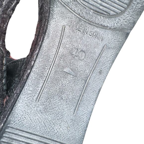 Juncal Aguirre Black Mica Natural Espadrille Wedge Sandals SZ 40 Made in Spain - Picture 7 of 11